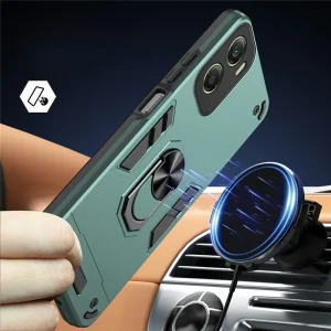 Удароустойчив калъф Ring Holder Kickstand за Motorola Moto G06 Power 4G/G06 4G, зелен 2