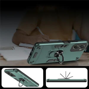 Удароустойчив калъф Ring Holder Kickstand за Motorola Moto G06 Power 4G/G06 4G, зелен 5