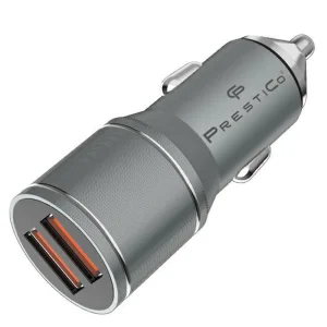 Car Charger 12V Prestico K12, Dual USB, QC, 36W, dark gray