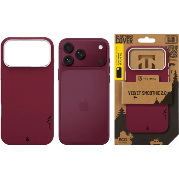 Калъф Tactical MagForce Velvet Smoothie 2.0 Cover за iPhone 18 Pro Max, бордо 6
