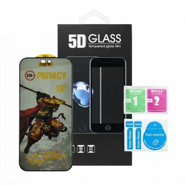Стъклен Протектор 5D Full Glue PRIVACY за iPhone 18 Pro, черен 2