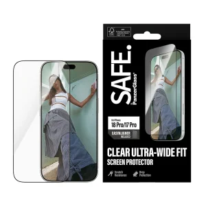 Стъклен протектор Safe за iPhone 18 Pro / 17 Pro, Ultra-Wide Fit m. EasyAligner 2