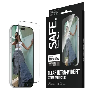 Стъклен протектор Safe за iPhone 18 Pro / 17 Pro, Ultra-Wide Fit m. EasyAligner 5