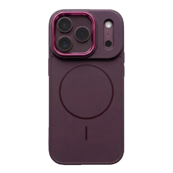 Silicone FRAME Mag Cover, compatible with MagSafe for Iphone 18 Pro, dark red 1