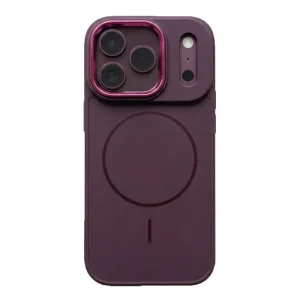 Silicone FRAME Mag Cover, compatible with MagSafe for Iphone 18 Pro, dark red