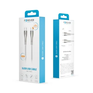 Кабел Forever Sleek, Type-C - Type-C,  1,0 m, 100W, бял 3