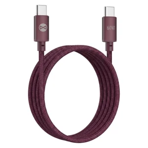 Кабел Forever Vibe, USB-C - USB-C, 1,0 m, 60W, бордо