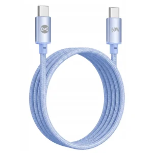 Кабел Forever Vibe, USB-C - USB-C, 1,0 m, 60W, светло син