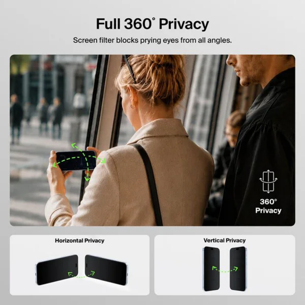 Стъклен Протектор Privacy  360° градусов за iPhone 18 Pro Max, черен 4