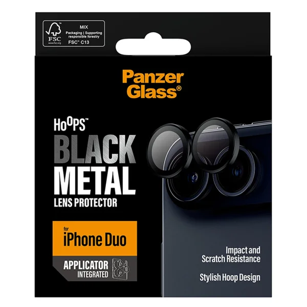 Стъклен Протектор за камера PanzerGlass за iPhone Duo, Hoops, черен 5
