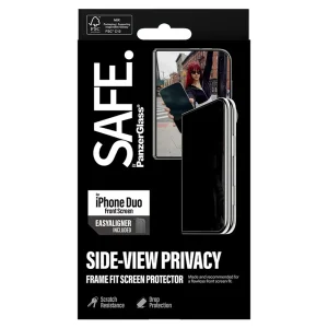 Стъклен Протектор SAFE за iPhone Duo 2-Way Privacy Sub Screen Glass Protector, Ultra-Wide Fit w. EasyAligner, черен 5
