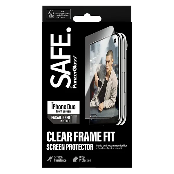 Glass Protector SAFE for iPhone Duo, Sub Screen Glass, Ultra-Wide Fit, transparent 5