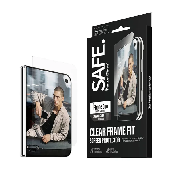 Glass Protector SAFE for iPhone Duo, Sub Screen Glass, Ultra-Wide Fit, transparent 4