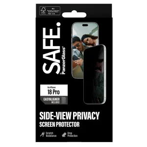 Glass Protector SAFE for iPhone 18 Pro, 2-Way Privacy, Ultra-Wide Fit m. EasyAligner, black 6