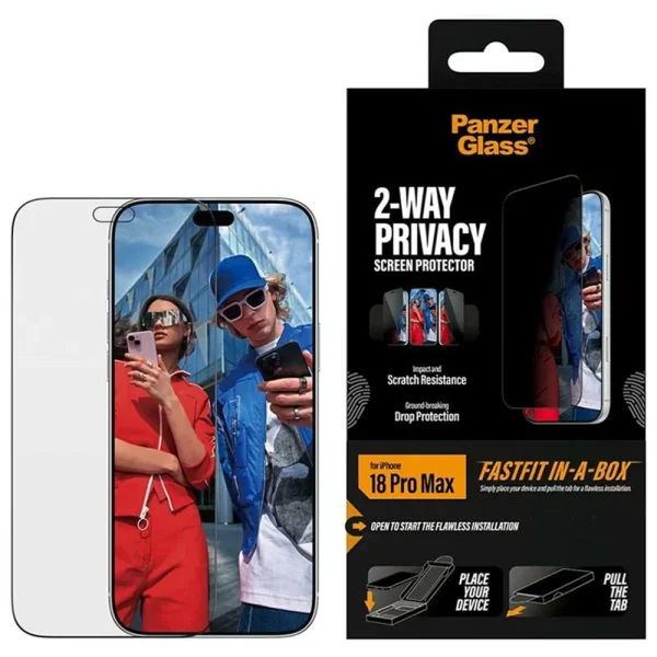 Стъклен Протектор PanzerGlass за iPhone 18 Pro Max, 2-Way Privacy, Ultra-Wide Fit w. FASTFIT IN-A-BOX, черен 4