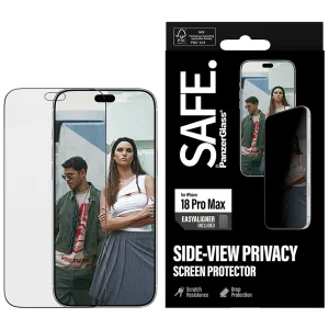 Glass Screen Protector SAFE for iPhone 18 Pro Max, 2-Way Privacy, Ultra-Wide Fit m. EasyAligner, black 2