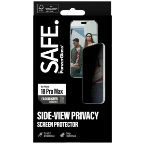 Glass Screen Protector SAFE for iPhone 18 Pro Max, 2-Way Privacy, Ultra-Wide Fit m. EasyAligner, black 6