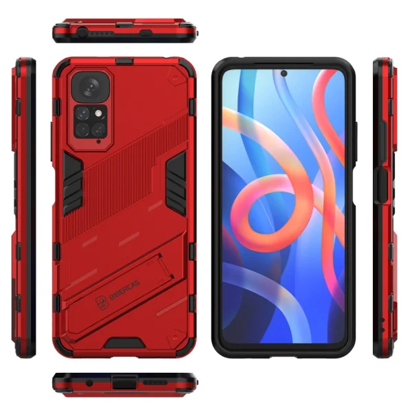 Удароустойчив калъф Hybrid Design за Xiaomi Redmi Note 11 4G, Червен 5