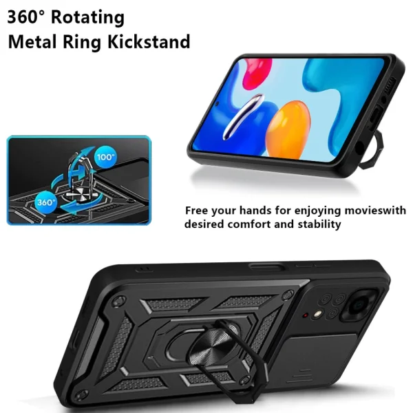 Shockproof case Slide Camera for Xiaomi Redmi Note 11 4G, Black 4