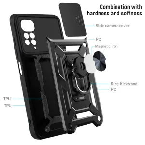 Shockproof case Slide Camera for Xiaomi Redmi Note 11 4G, Black 6