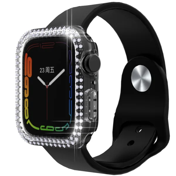 Silicone case Rhinestone Decor for Apple Watch Series 7 41mm smartwatch 1