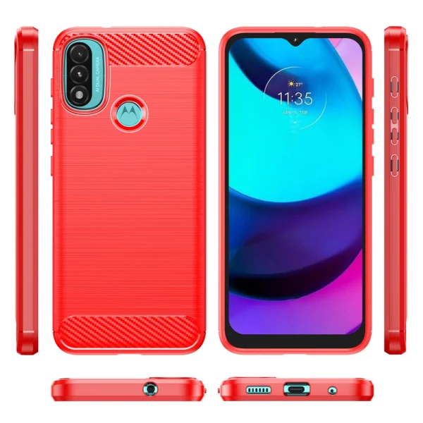 Silicone case Carbon for Motorola Moto E40/E30/E20, Red 2