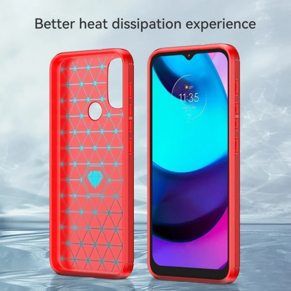 Silicone case Carbon for Motorola Moto E40/E30/E20, Red 3
