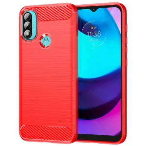 Силиконов калъф Carbon за Motorola Moto E40/E30/E20, Червен