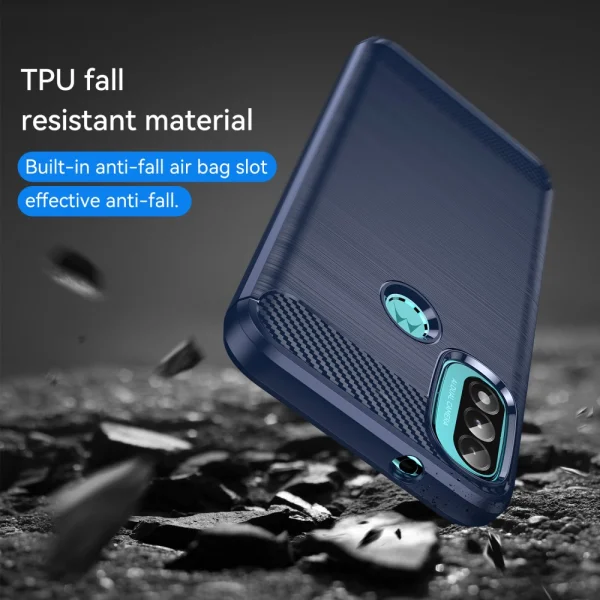 Силиконов Калъф Carbon Fibre Brushed за Motorola Moto E40/E30/E20, Син 5
