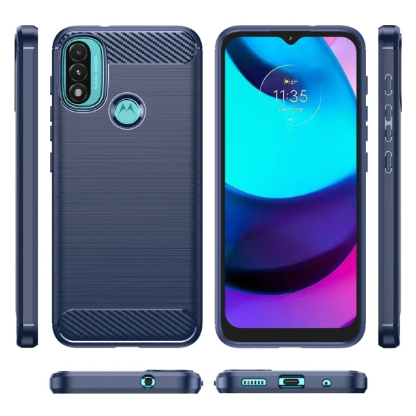 Силиконов Калъф Carbon Fibre Brushed за Motorola Moto E40/E30/E20, Син 2