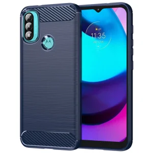 Силиконов Калъф Carbon Fibre Brushed за Motorola Moto E40/E30/E20, Син