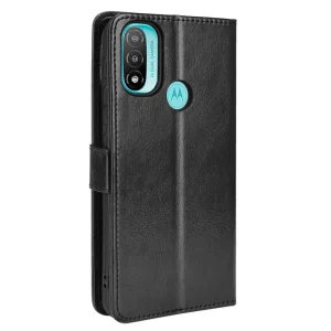 Crazy Horse Wallet Case for Motorola Moto E20, Black 3