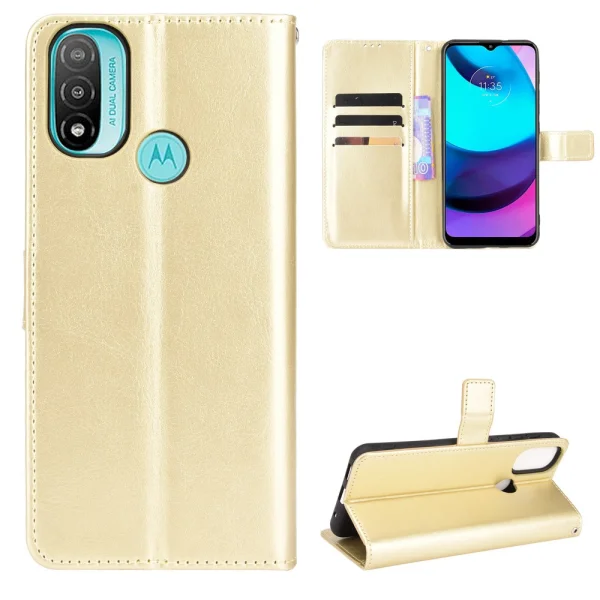 Wallet Case Crazy Horse for Motorola Moto E20, Gold 6