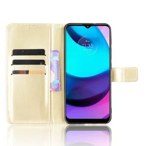 Wallet Case Crazy Horse for Motorola Moto E20, Gold 4