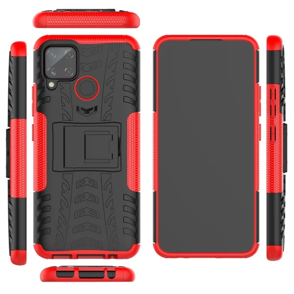 Shockproof Case Shockproof Pattern for Realme C15/C11, Red 2