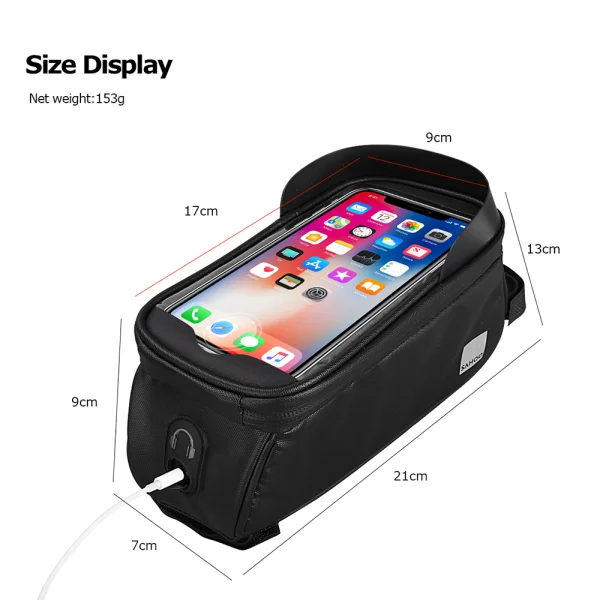 Waterproof Bicycle Bag with Zipper and Sun Visor 0.8L SAHOO 122053 - Black 2