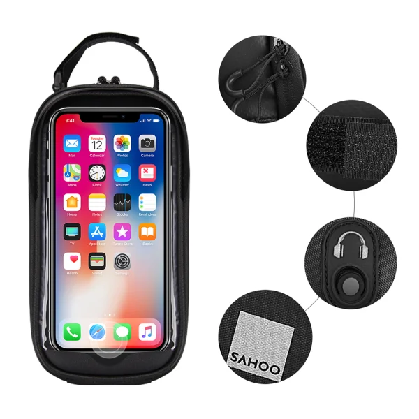 Waterproof Bicycle Bag with Zipper and Sun Visor 0.8L SAHOO 122053 - Black 1