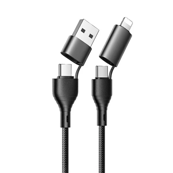 USB Кабел JELLICO A8, PD, 3A, 4 в 1, Черен 1