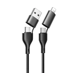 USB Кабел JELLICO A8, PD, 3A, 4 в 1, Черен
