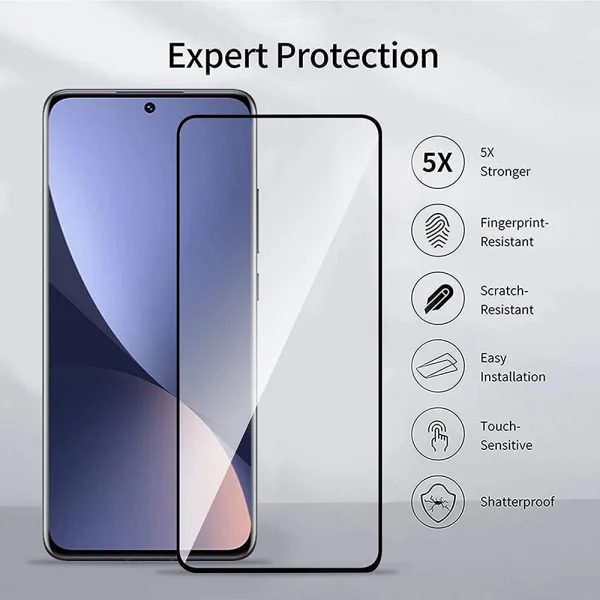 Стъклен протектор 5D Full Glue за Xiaomi 12 Pro, Черен 2