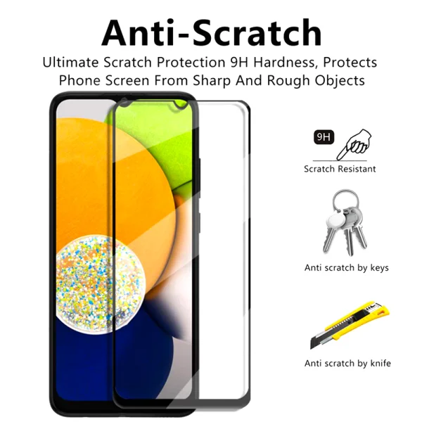 Glass Protector 5D Full Glue for Samsung Galaxy A03, Black 2