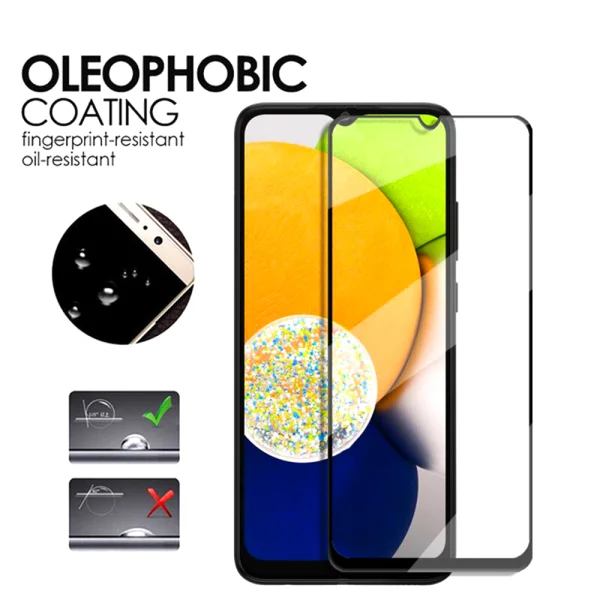 Glass Protector 5D Full Glue for Samsung Galaxy A03, Black 3