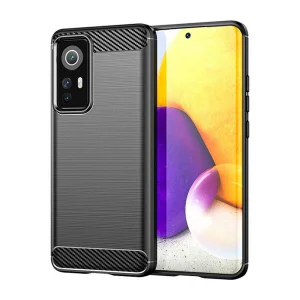 Силиконов Калъф Carbon Fibre Brushed за Xiaomi 12 / 12X, Черен