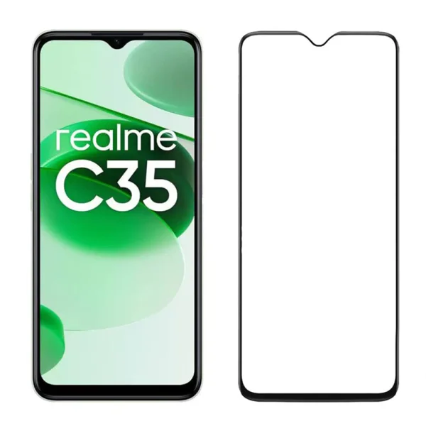 Стъклен Протектор 5D Full Glue за Realme C35, Черен 2