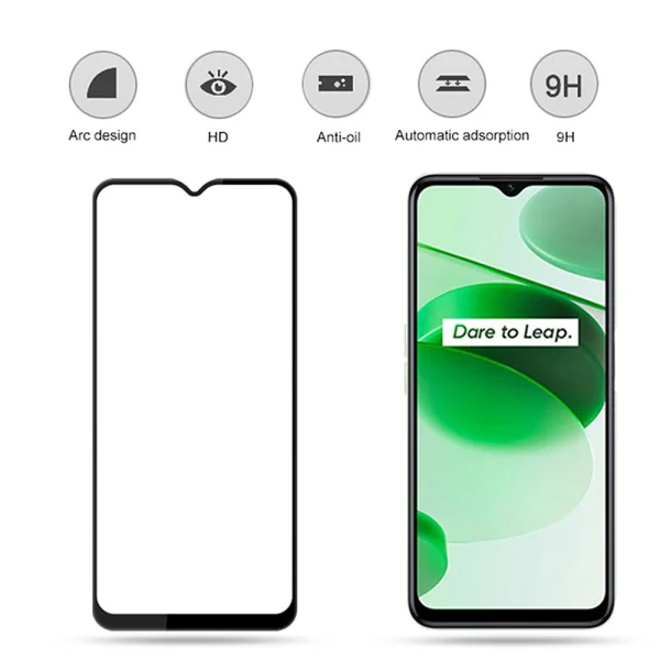 Стъклен Протектор 5D Full Glue за Realme C35, Черен 3