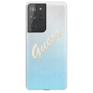 Силиконов калъф Guess за Samsung Galaxy S21 Ultra, Сребрист/Син