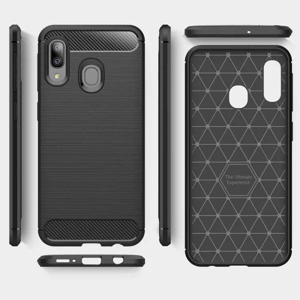 Силиконов калъф Carbon за Samsung Galaxy A20E, Черен 2