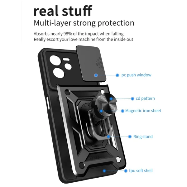 Удароустойчив калъф Slide Case за Realme C35, Черен 3