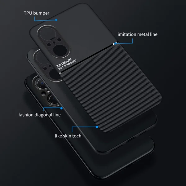 Удароустойчив калъф Built-in Metal Sheet за Huawei nova 9 SE, Черен 4