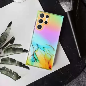 Силиконов калъф Marble за Samsung Galaxy S22 Ultra 5G, Жълт 3